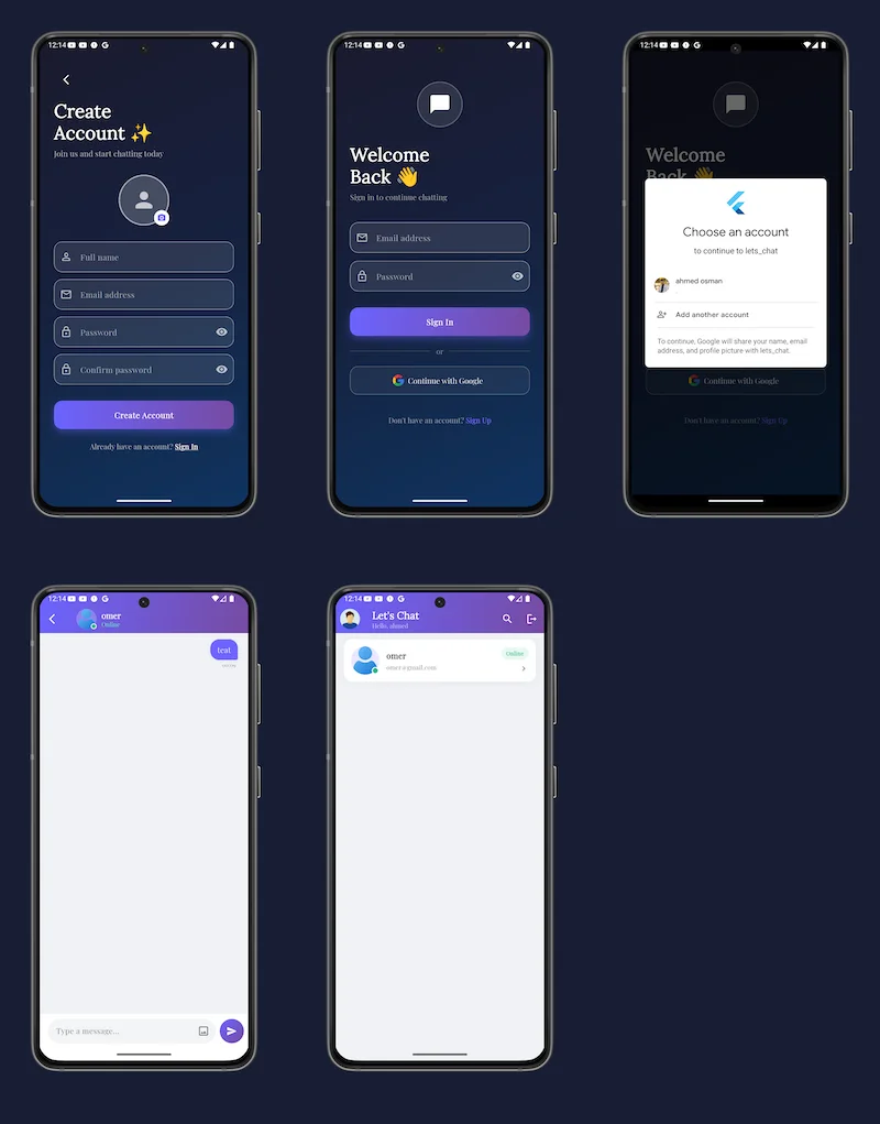 Chat App screens
