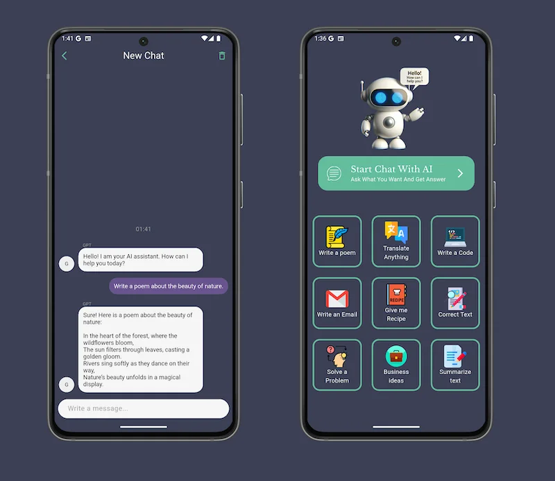 Chat Gpt App screens